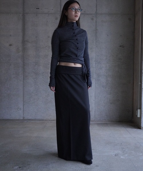 LOW CLASSIC(ロウ クラシック)の「BELTED MAXI SKIRTS(スカート・レディース・ブラック・S)」の10枚目の写真