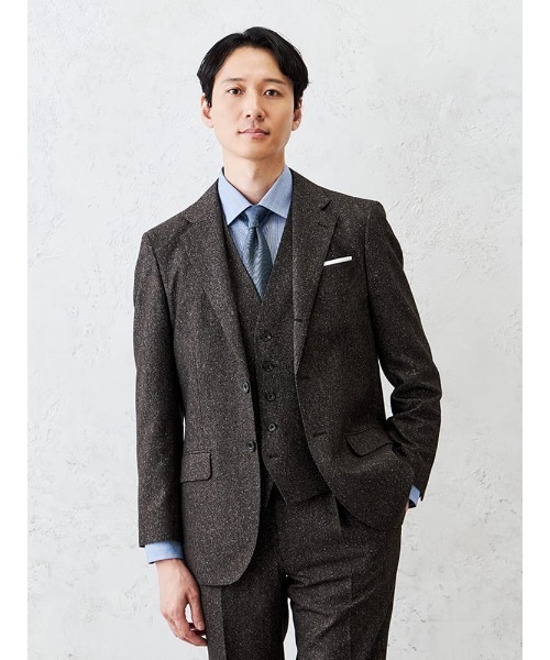 Perfect Suit FActory（パーフェクトスーツファクトリー）の「シルクネップ　ホームスパンジャケット　グレー/ブラウン/ネイビー（テーラードジャケット・メンズ・ブラウン/ネイビー/グレー・S/M/LL/L）」の2枚目の写真