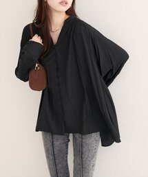 ボタン開きゆるシャツブラウス