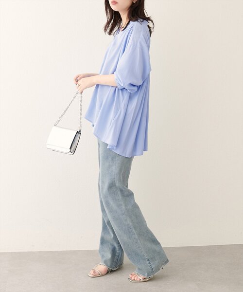 natural couture（ナチュラルクチュール）の「ボタン開きゆるシャツブラウス（シャツ/ブラウス・レディース・ピンク/ブラック/オフホワイト/ブルー・FREE）」の14枚目の写真