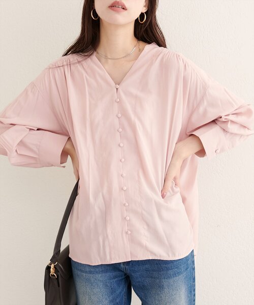 natural couture（ナチュラルクチュール）の「ボタン開きゆるシャツブラウス（シャツ/ブラウス・レディース・ピンク/ブラック/オフホワイト/ブルー・FREE）」の15枚目の写真