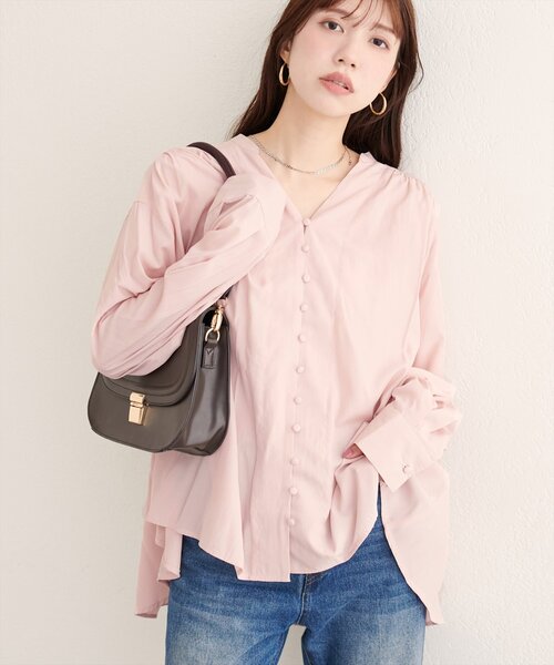 natural couture（ナチュラルクチュール）の「ボタン開きゆるシャツブラウス（シャツ/ブラウス・レディース・ピンク/ブラック/オフホワイト/ブルー・FREE）」の10枚目の写真