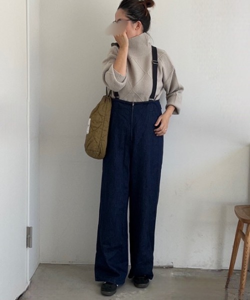 Belle Cie(ベルシー)の「キラリと個性 ダイヤ柄 セーター ハイネック ニット トップス 長袖 秋冬 ゆったり シルエット 冬服(ニット/セーター・レディース・グレー/ターコイズブルー/アイボリー/カーキ/モカ/マスタード/レッド/ブラック・FREE)」の11枚目の写真