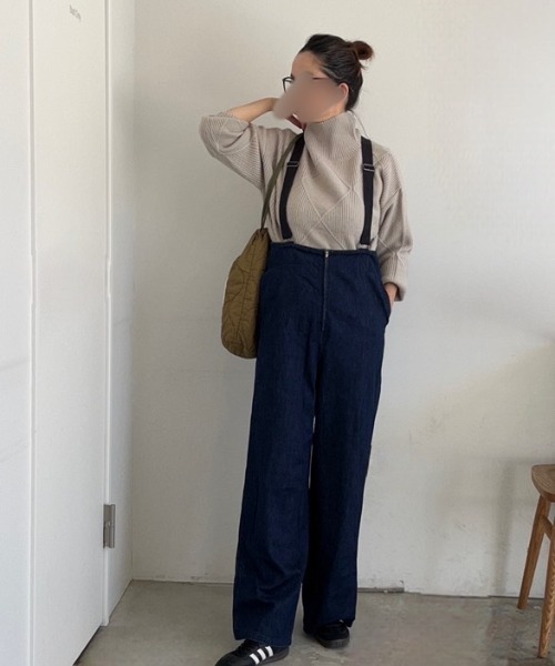 Belle Cie(ベルシー)の「キラリと個性 ダイヤ柄 セーター ハイネック ニット トップス 長袖 秋冬 ゆったり シルエット 冬服(ニット/セーター・レディース・グレー/ターコイズブルー/アイボリー/カーキ/モカ/マスタード/レッド/ブラック・FREE)」の12枚目の写真