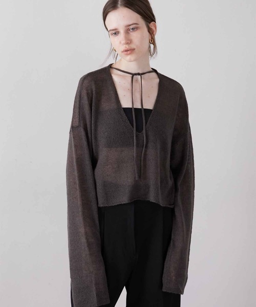 LA PEAU DE GEM（ラポドゥジェム）の「【LA PEAU DE GEM】code mohair like knit/コードモヘアライクニット（ニット/セーター・レディース・ブラック・FREE）」の8枚目の写真