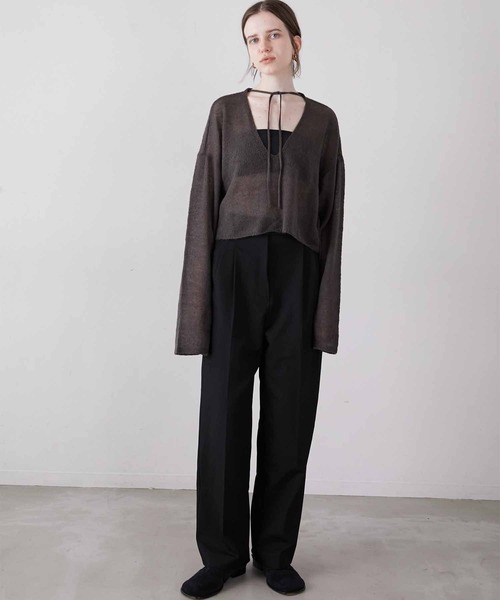 LA PEAU DE GEM（ラポドゥジェム）の「【LA PEAU DE GEM】code mohair like knit/コードモヘアライクニット（ニット/セーター・レディース・ブラック・FREE）」の4枚目の写真