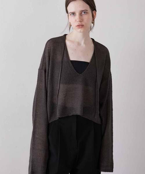 LA PEAU DE GEM（ラポドゥジェム）の「【LA PEAU DE GEM】code mohair like knit/コードモヘアライクニット（ニット/セーター・レディース・ブラック・FREE）」の5枚目の写真