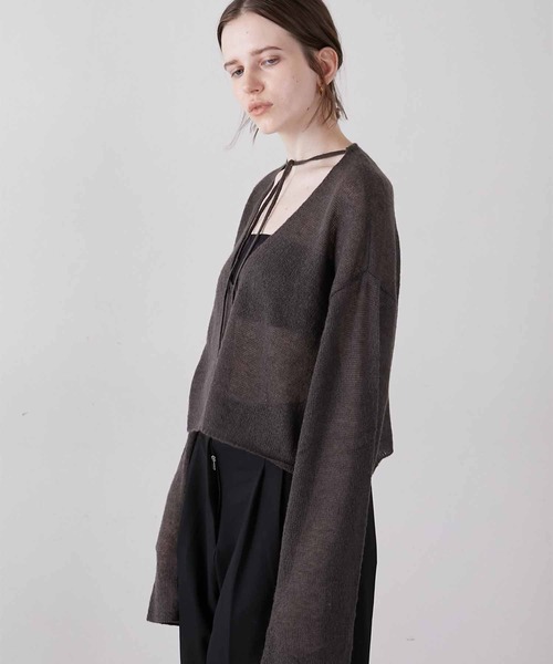 LA PEAU DE GEM（ラポドゥジェム）の「【LA PEAU DE GEM】code mohair like knit/コードモヘアライクニット（ニット/セーター・レディース・ブラック・FREE）」の7枚目の写真