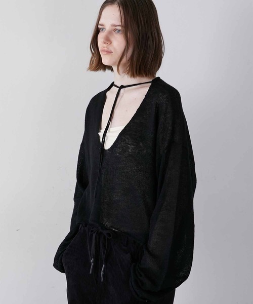 LA PEAU DE GEM（ラポドゥジェム）の「【LA PEAU DE GEM】code mohair like knit/コードモヘアライクニット（ニット/セーター・レディース・ブラック・FREE）」の12枚目の写真