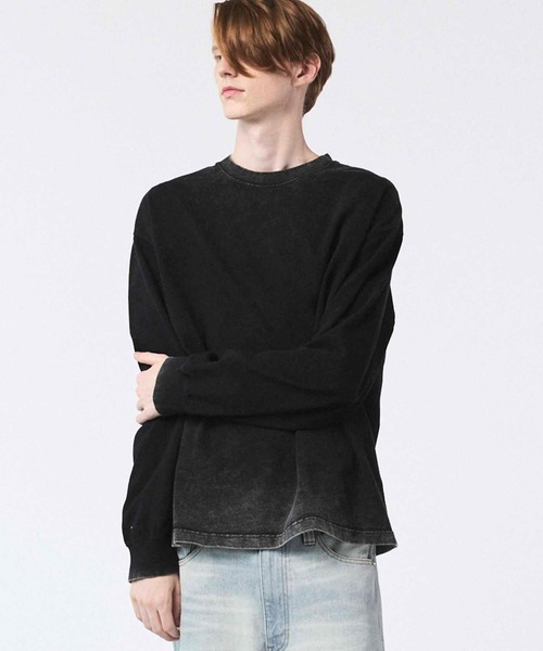 ON ウェア長袖Tシャツ ブラック・グラデーション海外Ｍサイズ UNISEX》Gradation Dyed Prime-Over Crew Neck Long Sleeve T-Shirt