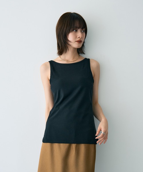 YECCA VECCA(イェッカヴェッカ)の「2wayスクエアリブタンクトップ(タンクトップ・レディース・アイボリー/ブラック/ブラウン・FREE)」の3枚目の写真