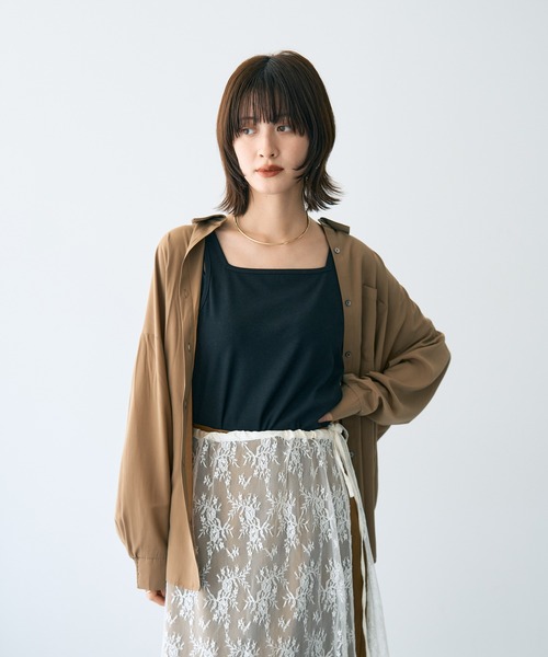 YECCA VECCA(イェッカヴェッカ)の「2wayスクエアリブタンクトップ(タンクトップ・レディース・アイボリー/ブラック/ブラウン・FREE)」の9枚目の写真