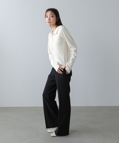 Bab(バブ)の「リブフーディーサムホール付カットトップス(Tシャツ/カットソー・レディース・アイボリー/ブラック/グレー・FREE)」の6枚目の写真