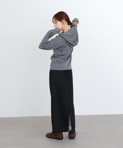 Bab(バブ)の「リブフーディーサムホール付カットトップス(Tシャツ/カットソー・レディース・アイボリー/ブラック/グレー・FREE)」の12枚目の写真