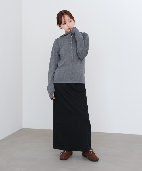 Bab(バブ)の「リブフーディーサムホール付カットトップス(Tシャツ/カットソー・レディース・アイボリー/ブラック/グレー・FREE)」の14枚目の写真