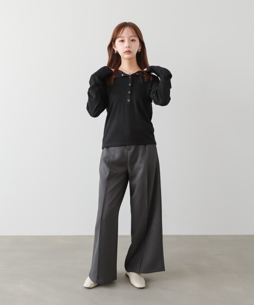 Bab(バブ)の「リブフーディーサムホール付カットトップス(Tシャツ/カットソー・レディース・アイボリー/ブラック/グレー・FREE)」の16枚目の写真