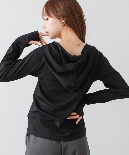 Bab(バブ)の「リブフーディーサムホール付カットトップス(Tシャツ/カットソー・レディース・アイボリー/ブラック/グレー・FREE)」の20枚目の写真