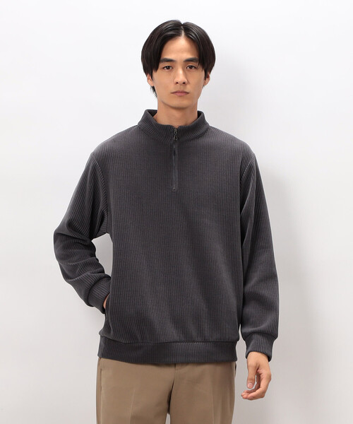 COMME CA ISM(コムサイズム)の「カットコールハーフジッププルオーバー(Tシャツ/カットソー・メンズ・ブラック/ベージュ/チャコール・LARGE/MEDIUM)」の3枚目の写真