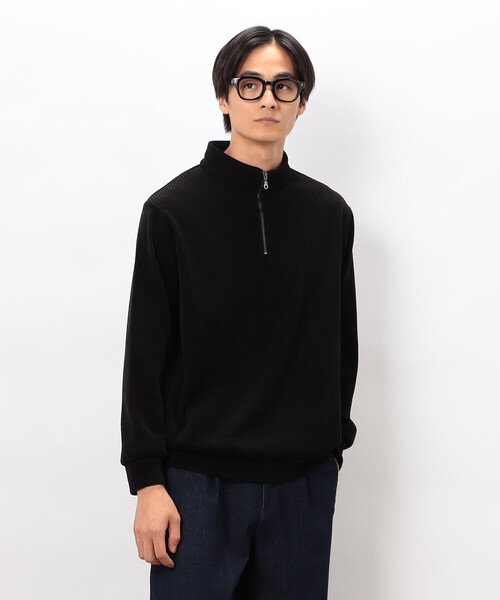 COMME CA ISM(コムサイズム)の「カットコールハーフジッププルオーバー(Tシャツ/カットソー・メンズ・ブラック/ベージュ/チャコール・LARGE/MEDIUM)」の2枚目の写真
