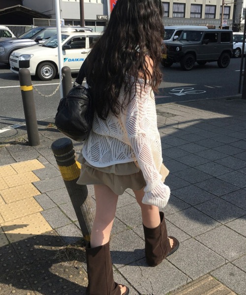 anyonemore（エニワンモア）の「anyonemore(エニワンモア)/（ベルト＋キャミソールセット）ベルト付き メッシュニット パット付きキャミソール セット/Hills Loose fit Hippie Mesh Knitwear Cap sleeveless Set（ニット/セーター・レディース・アイボリー/ブラック/ベージュ・FREE）」の15枚目の写真