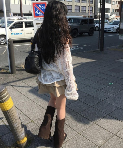 anyonemore（エニワンモア）の「anyonemore(エニワンモア)/（ベルト＋キャミソールセット）ベルト付き メッシュニット パット付きキャミソール セット/Hills Loose fit Hippie Mesh Knitwear Cap sleeveless Set（ニット/セーター・レディース・アイボリー/ブラック/ベージュ・FREE）」の16枚目の写真