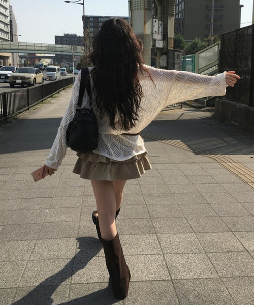 anyonemore（エニワンモア）の「anyonemore(エニワンモア)/（ベルト＋キャミソールセット）ベルト付き メッシュニット パット付きキャミソール セット/Hills Loose fit Hippie Mesh Knitwear Cap sleeveless Set（ニット/セーター・レディース・アイボリー/ブラック/ベージュ・FREE）」の20枚目の写真