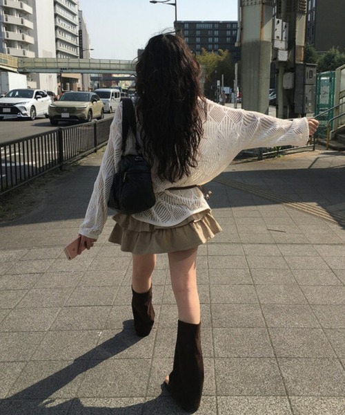 anyonemore（エニワンモア）の「anyonemore(エニワンモア)/（ベルト＋キャミソールセット）ベルト付き メッシュニット パット付きキャミソール セット/Hills Loose fit Hippie Mesh Knitwear Cap sleeveless Set（ニット/セーター・レディース・アイボリー/ブラック/ベージュ・FREE）」の21枚目の写真