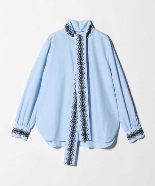UNITED ARROWS（ユナイテッドアローズ）の「レース コンビ ボウタイ リボン ブラウス ‐ウォッシャブル‐（シャツ/ブラウス・レディース・オフホワイト/ライトブルー/ネイビー・FREE）」の11枚目の写真