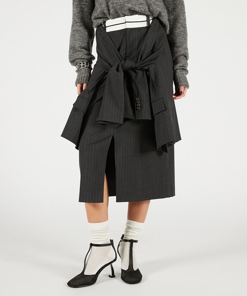 PRANK PROJECT(プランクプロジェクト)の「レイヤードミディスカート / Layered Midi Skirt(スカート・レディース・グレー/ブラック・36/38)」の2枚目の写真