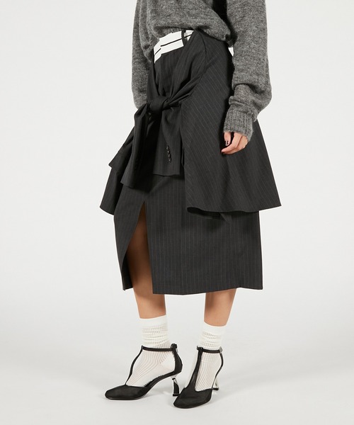 PRANK PROJECT(プランクプロジェクト)の「レイヤードミディスカート / Layered Midi Skirt(スカート・レディース・グレー/ブラック・36/38)」の10枚目の写真