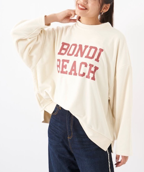 RUSTY(ラスティ)の「【RUSTY:ラスティー】レディースモックネックスウェット トレーナー(Tシャツ/カットソー・レディース・チャコールグレー/アイボリー・MEDIUM/LARGE)」の2枚目の写真