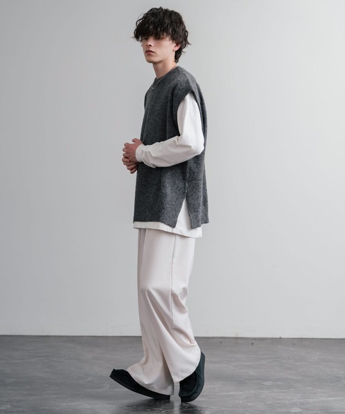 Rocky Monroe（ロッキーモンロー）の「オーバーサイズ ウール混メランジクルーネックニットベスト（ベスト・メンズ・ブラック/ブラウン/チャコール・L/XL/M）」の11枚目の写真