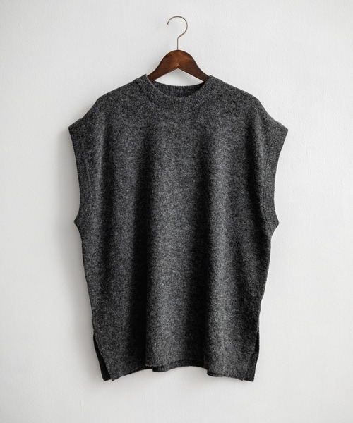 Rocky Monroe（ロッキーモンロー）の「オーバーサイズ ウール混メランジクルーネックニットベスト（ベスト・メンズ・ブラック/ブラウン/チャコール・L/XL/M）」の19枚目の写真