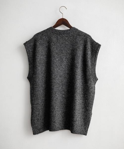 Rocky Monroe（ロッキーモンロー）の「オーバーサイズ ウール混メランジクルーネックニットベスト（ベスト・メンズ・ブラック/ブラウン/チャコール・L/XL/M）」の20枚目の写真