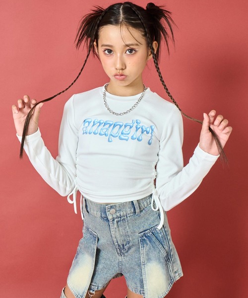 セール】バック天使の羽プリント サイドシャーリング トップス（T