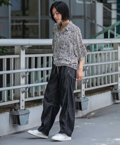 Munich（ミューニック）の「【France】 ジャガードプリントタックシャツ（シャツ/ブラウス・レディース・ベージュ系/アイボリー系/ブラック系・FREE）」の14枚目の写真