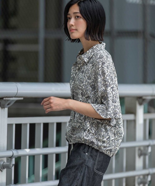 Munich（ミューニック）の「【France】 ジャガードプリントタックシャツ（シャツ/ブラウス・レディース・ベージュ系/アイボリー系/ブラック系・FREE）」の10枚目の写真