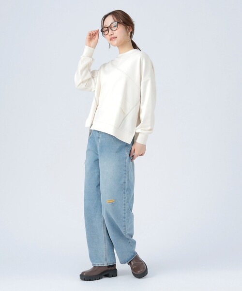 BEAMS HEART(ビームスハート)の「パッチワーク 切り替え プルオーバー(スウェット・レディース・ホワイト系その他5/ブルー系その他/チャコールグレー・FREE)」の5枚目の写真