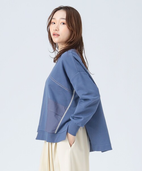 BEAMS HEART(ビームスハート)の「パッチワーク 切り替え プルオーバー(スウェット・レディース・ホワイト系その他5/ブルー系その他/チャコールグレー・FREE)」の11枚目の写真