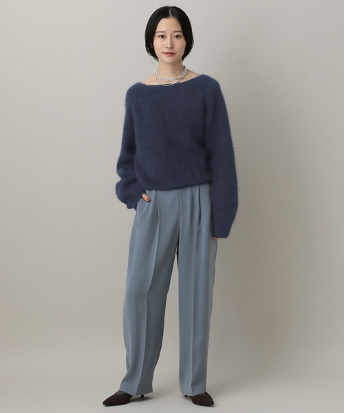 前後2WAY】フォックスカシミヤウールラメVネックプルオーバー（ニット