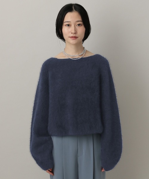 前後2WAY】フォックスカシミヤウールラメVネックプルオーバー（ニット