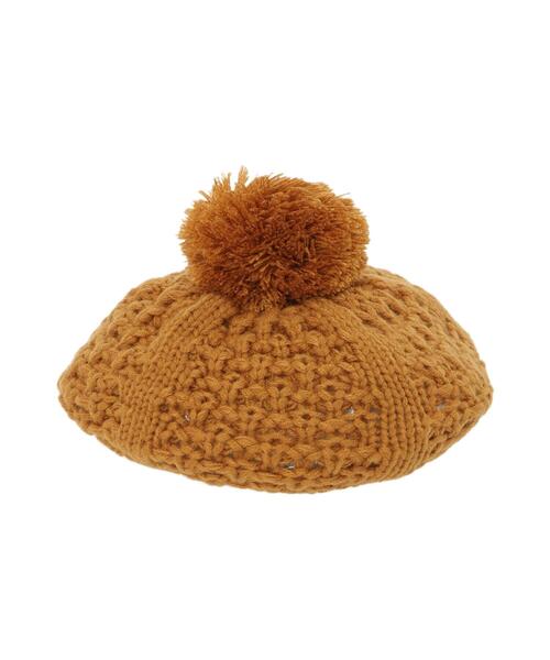 Samansa Mos2 Lagom（サマンサモスモスラーゴム）の「ニットベレー帽（ハット・キッズ・キャメル/キナリ・中(M)/大(L)）」の2枚目の写真