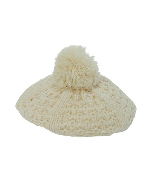 Samansa Mos2 Lagom（サマンサモスモスラーゴム）の「ニットベレー帽（ハット・キッズ・キャメル/キナリ・中(M)/大(L)）」の4枚目の写真