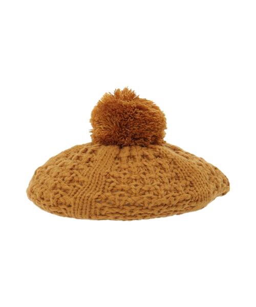 Samansa Mos2 Lagom（サマンサモスモスラーゴム）の「ニットベレー帽（ハット・キッズ・キャメル/キナリ・中(M)/大(L)）」の6枚目の写真