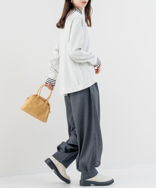 refinedworks(リファインドワークス)の「【refinedworks】裏毛 と リブニット をドッキングした プルオーバー!(Tシャツ/カットソー・レディース・オートミール/オレンジ/ネイビー・FREE)」の12枚目の写真