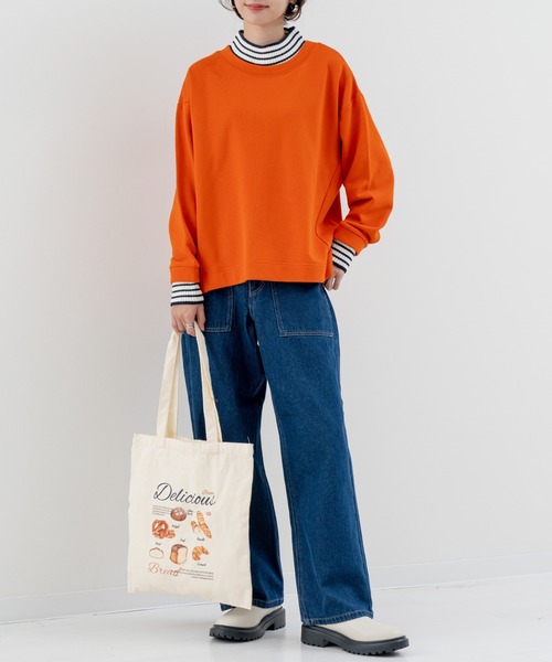 refinedworks(リファインドワークス)の「【refinedworks】裏毛 と リブニット をドッキングした プルオーバー!(Tシャツ/カットソー・レディース・オートミール/オレンジ/ネイビー・FREE)」の13枚目の写真