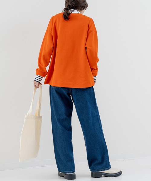refinedworks(リファインドワークス)の「【refinedworks】裏毛 と リブニット をドッキングした プルオーバー!(Tシャツ/カットソー・レディース・オートミール/オレンジ/ネイビー・FREE)」の16枚目の写真