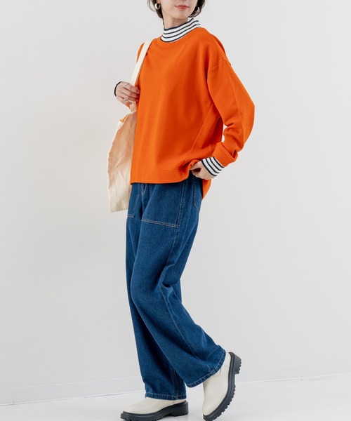 refinedworks(リファインドワークス)の「【refinedworks】裏毛 と リブニット をドッキングした プルオーバー!(Tシャツ/カットソー・レディース・オートミール/オレンジ/ネイビー・FREE)」の17枚目の写真