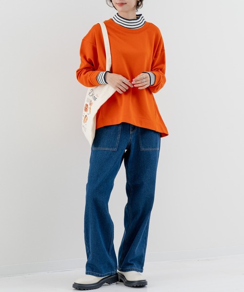 refinedworks(リファインドワークス)の「【refinedworks】裏毛 と リブニット をドッキングした プルオーバー!(Tシャツ/カットソー・レディース・オートミール/オレンジ/ネイビー・FREE)」の18枚目の写真