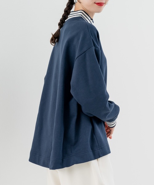 refinedworks(リファインドワークス)の「【refinedworks】裏毛 と リブニット をドッキングした プルオーバー!(Tシャツ/カットソー・レディース・オートミール/オレンジ/ネイビー・FREE)」の5枚目の写真